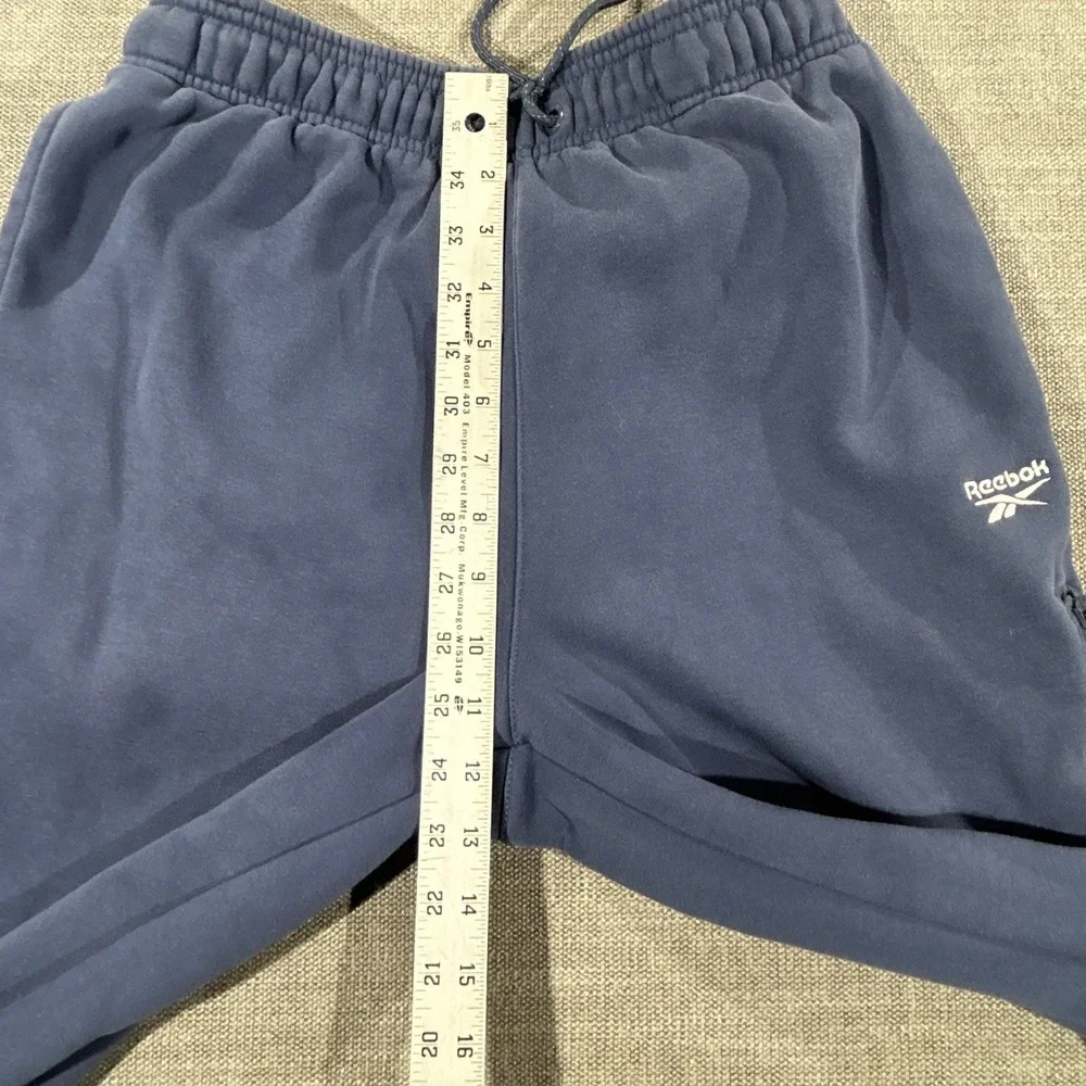 Reebok Joggers Mens Medium Navy Blue Good Fleece Zipper Pocket Sweatpants